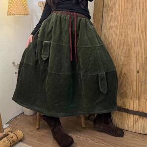 Double Layers Winter Corduroy Skirt