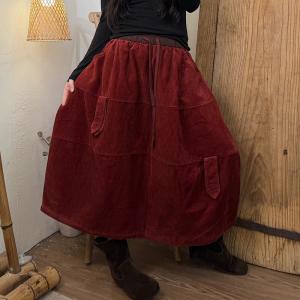Double Layers Winter Corduroy Skirt