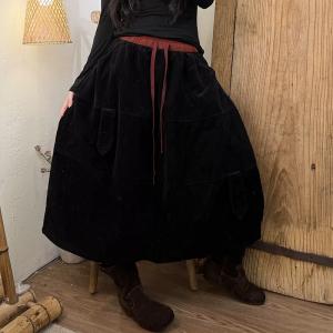 Double Layers Winter Corduroy Skirt
