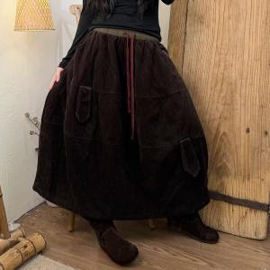 Double Layers Winter Corduroy Skirt