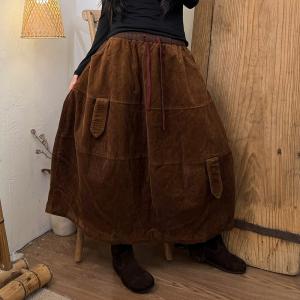 Double Layers Winter Corduroy Skirt