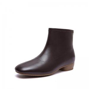 Business Elegant Chunky Heels Sheepskin Boots