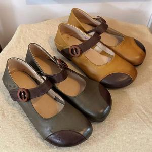Leather Patchwork Comfy Mary Jane Flats