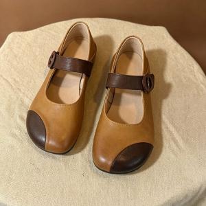 Leather Patchwork Comfy Mary Jane Flats