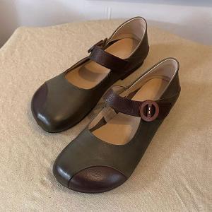 Leather Patchwork Comfy Mary Jane Flats