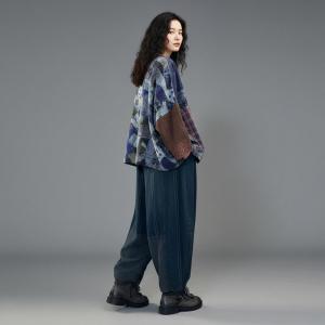 Colorful Printed Patchwork Cotton Linen Blouse