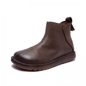 Side Zip Leather Ladies Short Boots