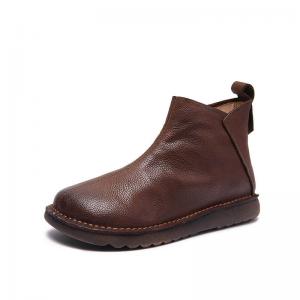 Side Zip Leather Ladies Short Boots