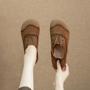 Wide Toe Comfort Leather Laofers
