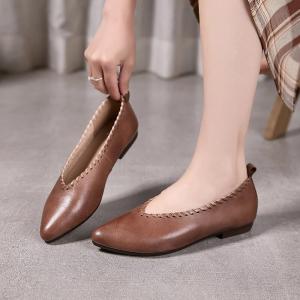 Business Casual Leather Pointed Toe Flats