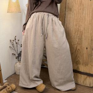 Cozy Chic Plain Linen Wide Leg Pants
