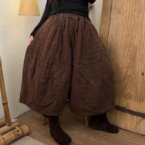 Winter Style Wide Leg Linen Quilted Pants
