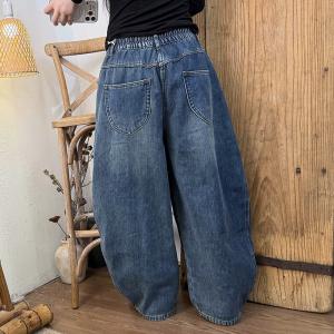 Winter High Rise Blue Fleeced Curved Jeans