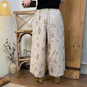 Comfortable Printed Linen Wide Leg Pants
