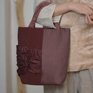 Red Contrast Pleated Applique Elegant Handbag
