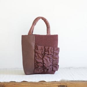 Red Contrast Pleated Applique Elegant Handbag