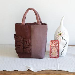 Red Contrast Pleated Applique Elegant Handbag