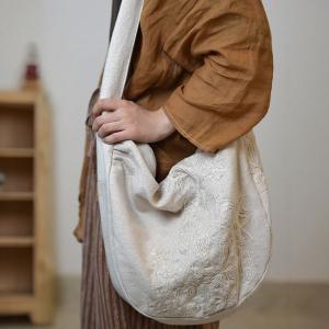 Oriental Chic Cotton Linen Embroidery Hobo Bag