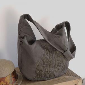 Oriental Chic Cotton Linen Embroidery Hobo Bag