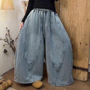 Fleeced Lining Baagy Wide Leg Jeans