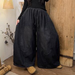 Fleeced Lining Baagy Wide Leg Jeans