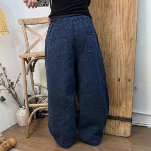Empire Waist Jacquard Loose Jeans for Women