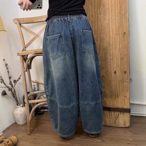 Winter Fleeced Thick Barrel Jeans