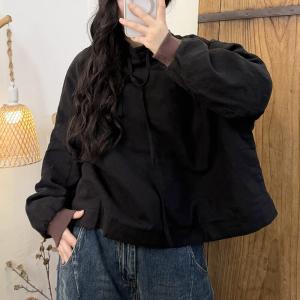 Lazy Day Tied Collar Linen Quilted Sweatshirt