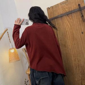 Mock Neck Cotton Asymmetrical T-shirt